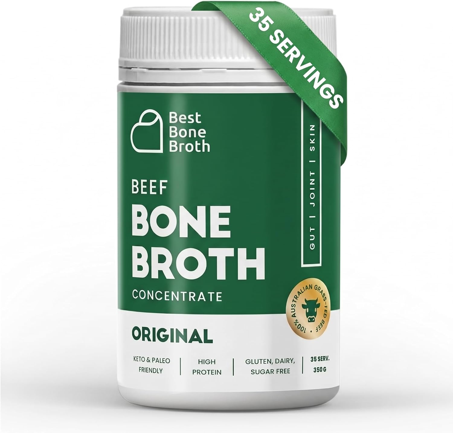 Grass Fed Beef Bone Broth Concentrate | Help Improve Joints, Skin, & Gut | Liquid Collagen Amino Acids | Keto, High Protein, Gluten Free | 35 Servings / 8.7 litre
