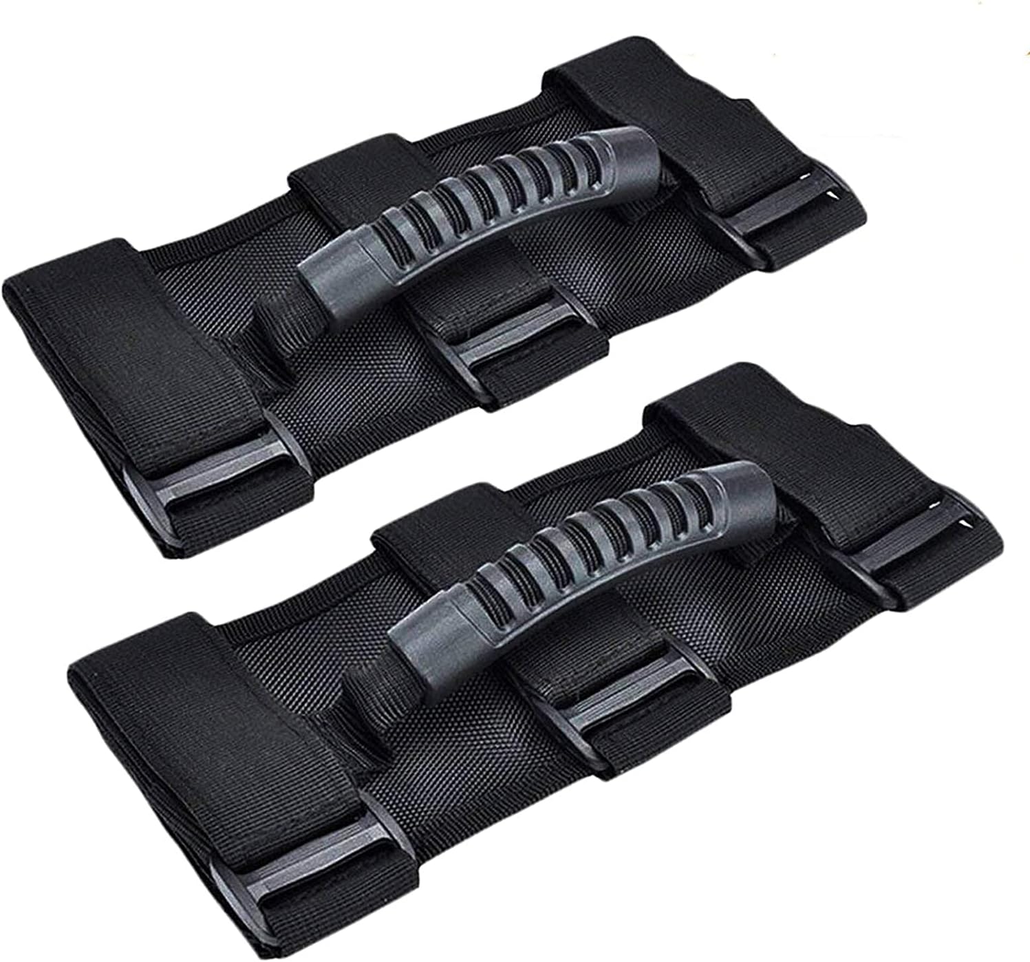 Tiardey 2 Pack Grab Handle Set Compatible with Jeep Wrangler TJ YJ JK, Easy-to-Fit 3 Straps Design for 1987-2020 Models (BLACK)