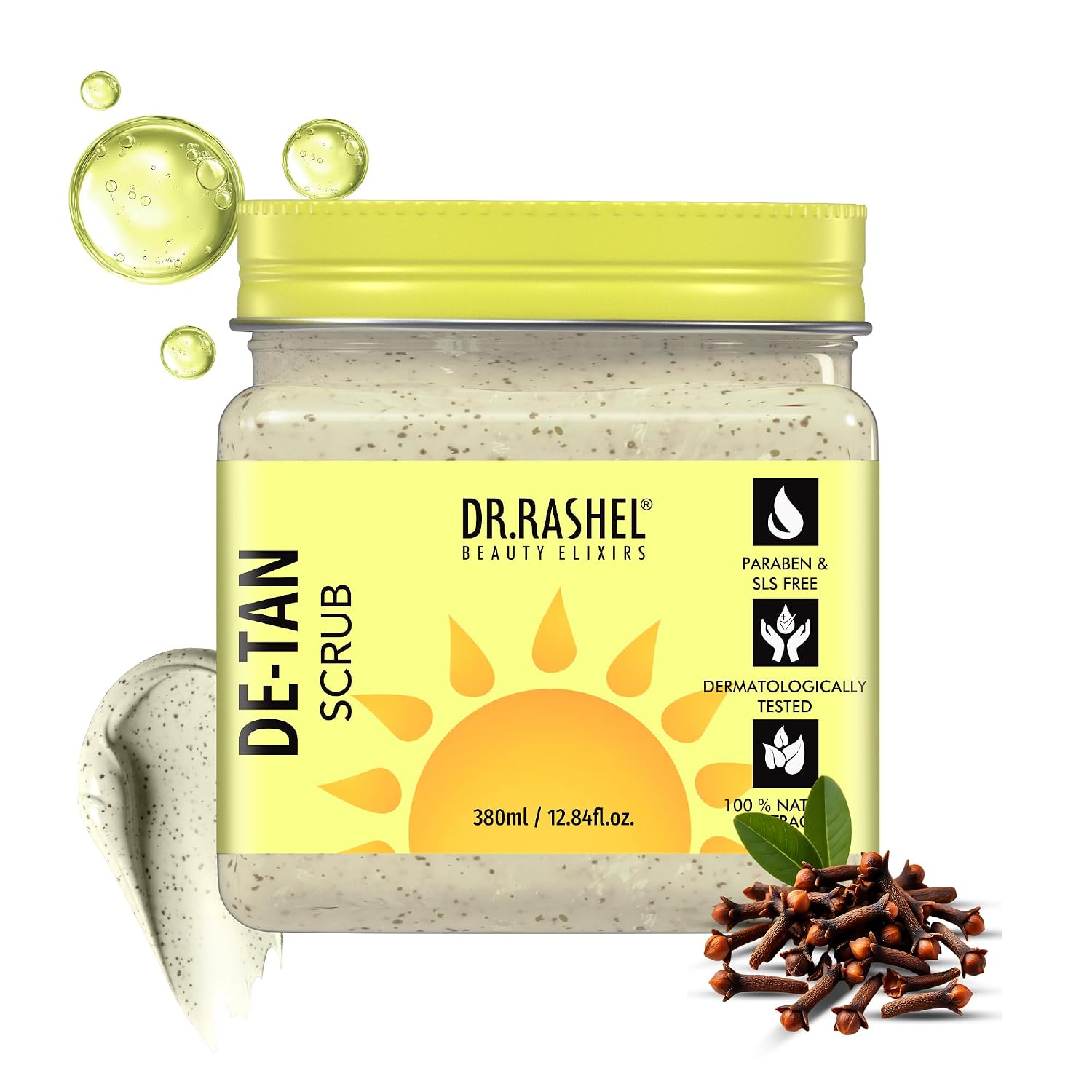 DR.RASHEL De-Tan Body, Face, Hand & Foot Scrub 12.84 Fl Oz Exfoliating Face Wash with Natural Extracts for Tan Removal, Blackhead Remover & Oil Control Cleanser – Suitable for Most Skin Types - 380ml