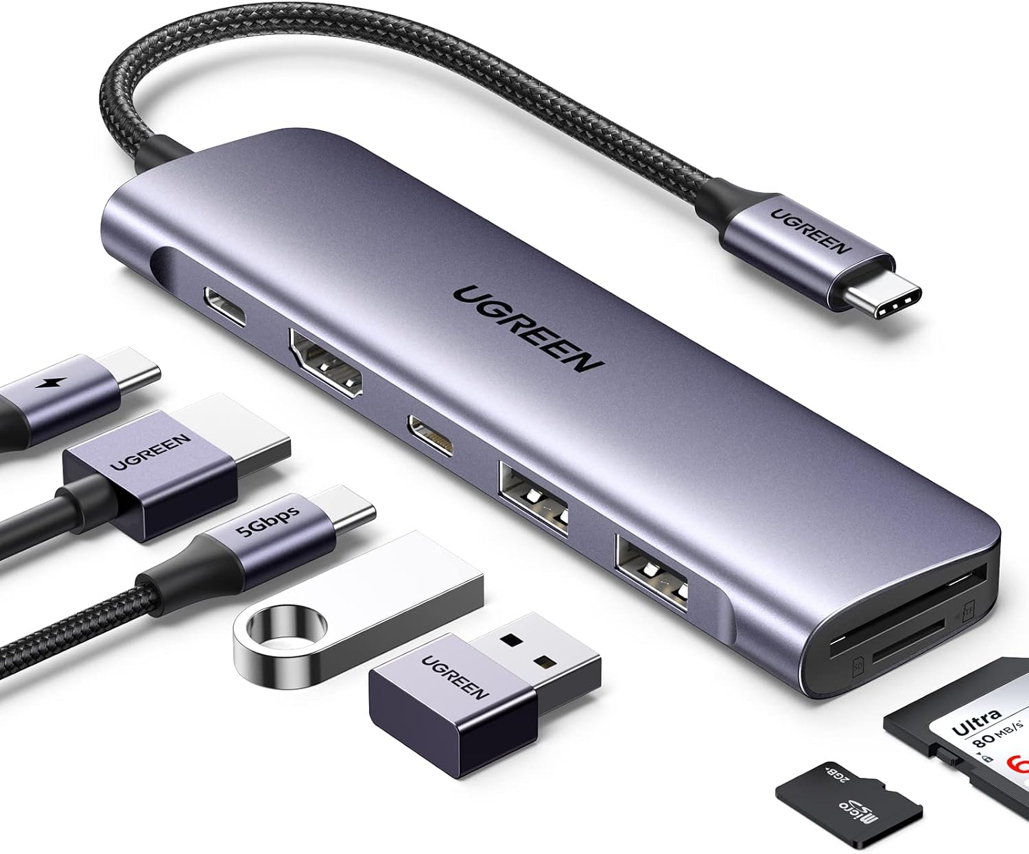UGREEN USB C Hub for Laptop Revodok 7 in 1 Dock 4K HDMI to USB C Adapter