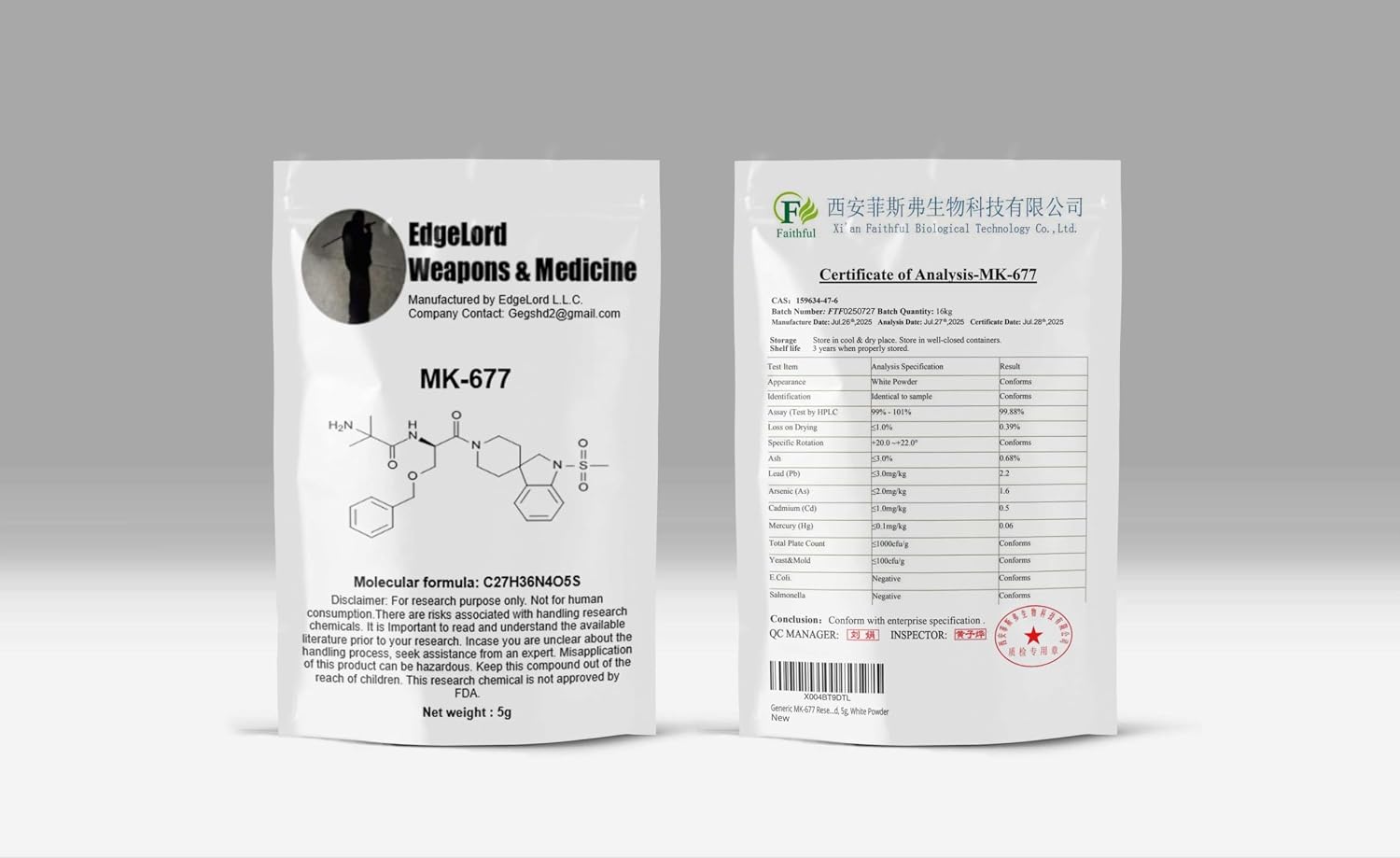 MK-677 Research Chemical by EdgeLord, 5g, White Powder
