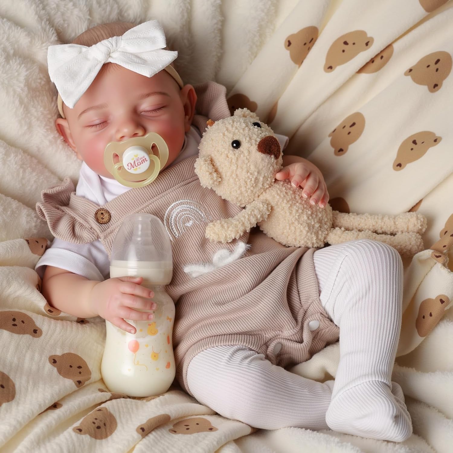 BABESIDE Realistic Reborn-Baby Dolls 20Inch Real Life Sleeping Newborn Girl Lifelike Doll with Smile Soft Body Handmade Gift Toy with Accessories for Kids Age 3+