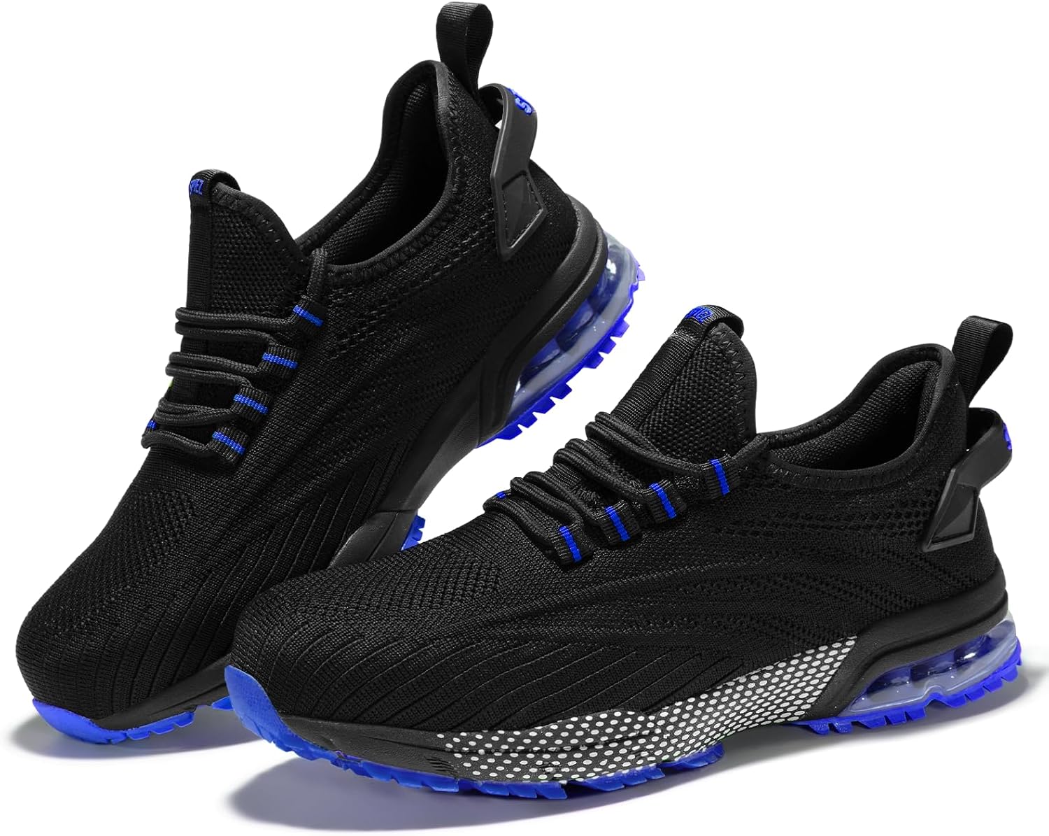 SPIEZ Safety Shoes for Men Women, Air Cushion Composite Toe Work Trainers, Lightweight Breathable Slip On Utility Footwear Black Blue/Black Green/Black Yellow UK3-11