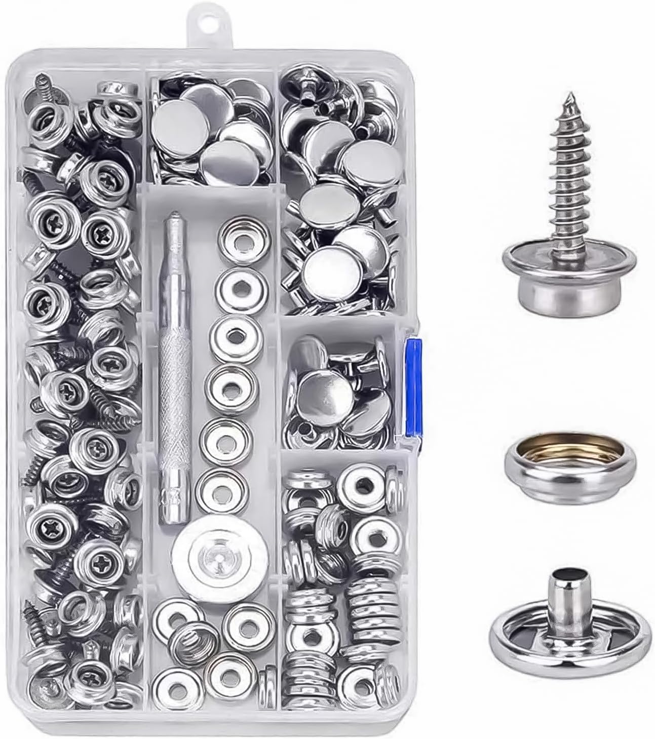 62Pcs Press Studs Snap Fasteners Kit - No Sewing, DIY, Craft Projects