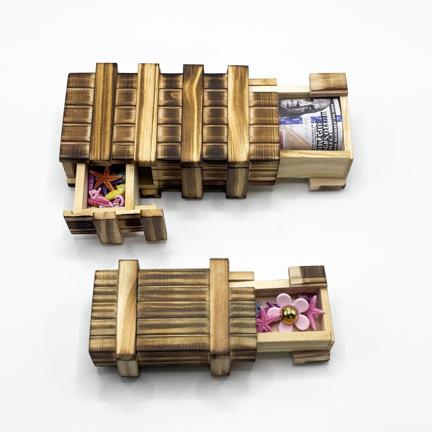 2PCS Puzzle Box Puzzle with Secret Compartment Wooden Secret Puzzle Box Brain Teasers Box Mystery Gift Box for Money Gifts Vouchers Jewellery Birthday Gift