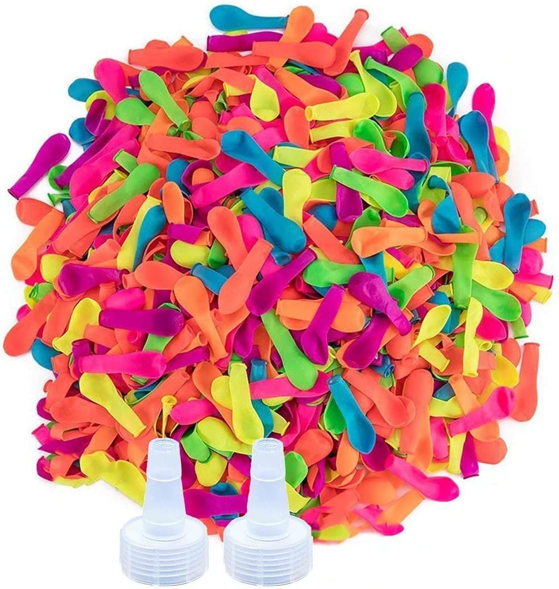 600 Pack Water Balloons Refill Kits Eco-Friendly Latex Water Bomb Balloons for Summer Splash Fun Fight Games with 2 Hose Nozzles Refill Kits