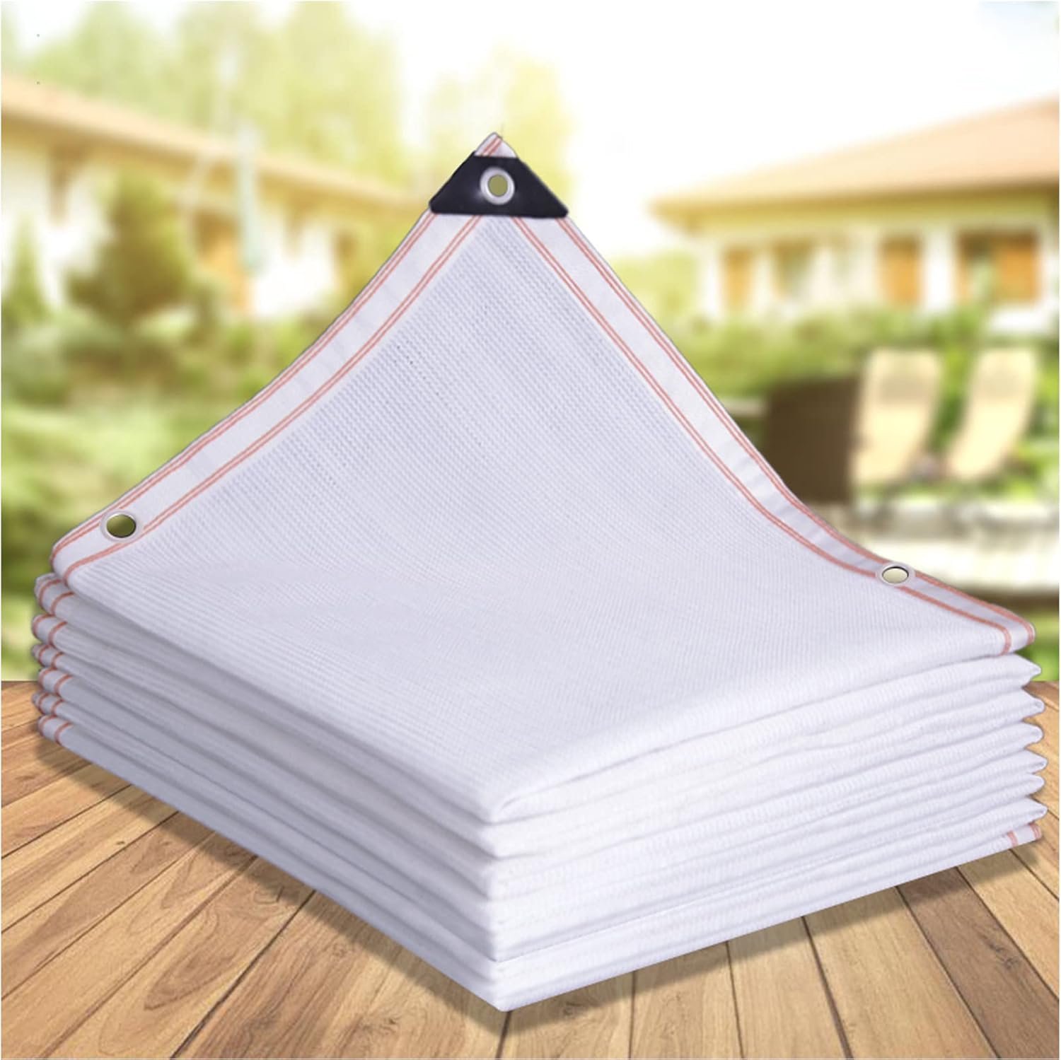 White Shade Cloth Net,75% Sunblock Shade Netting,Breathable UV Resistant Net,Anti-Aging Privacy Screen Fence,with Grommet and Rope (4x8m/13x26ft)