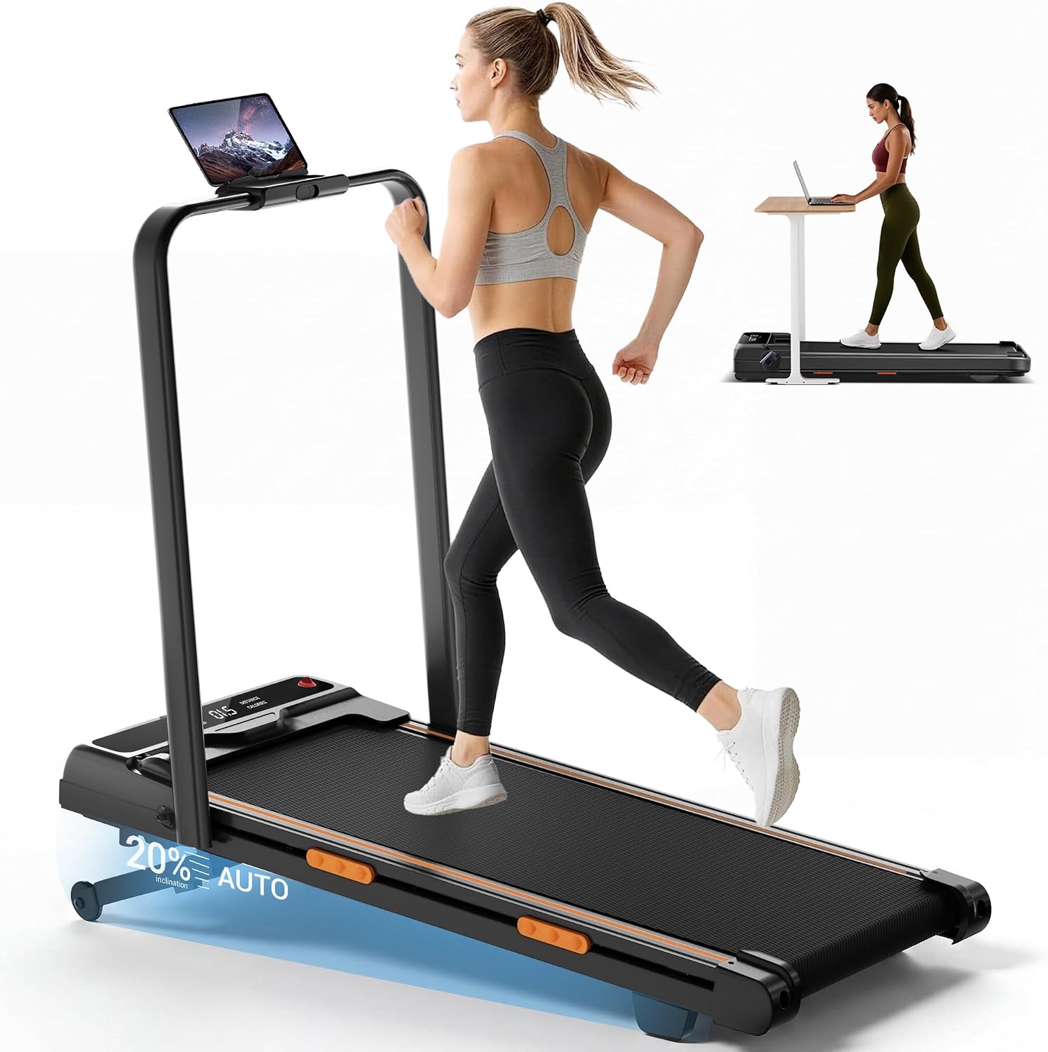 Folable Walking Pad with 15% Incline, 3.0 HP Under Desk Treadmill for Home