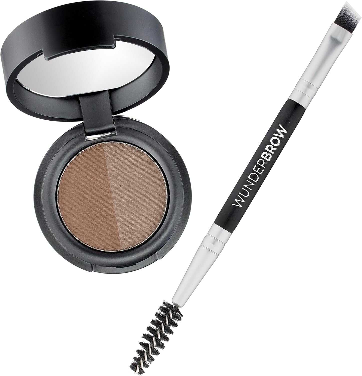 WUNDERBROW Soft Brow Define & Fill Eyebrow Powder Duo – Natural Eyebrow Makeup with Double Sided Brush, Vegan & Cruelty-Free (Black/Brown)