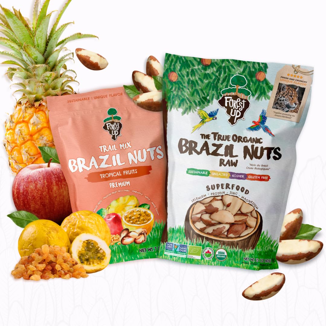 Kit of Snacks The True Organic Brazil Raw & Unsalted Nuts 15 oz + Tropical Mix 7 oz – – Nutrient-Rich and Practical Combo – Fresh, Vegan and Gluten Free – Forest Up