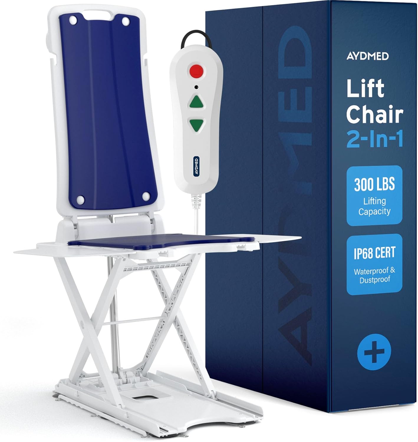 AYDMED 2-in-1 Lift Chair | Portable Cordless Rechargeable Electric Floor & Bath Chair Lift | Strong & Secure Engineering | Advanced Lifting Power with 308 lbs Lift Capacity | Waterproof & Dustproof