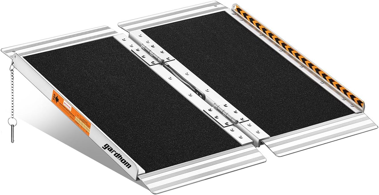 Wheelchair Ramps 2FT, gardhom Foldable Ramps for Wheelchairs Portable Aluminum 362kg Capacity Wheelchair Ramp for Home Entrance Threshold Doorways