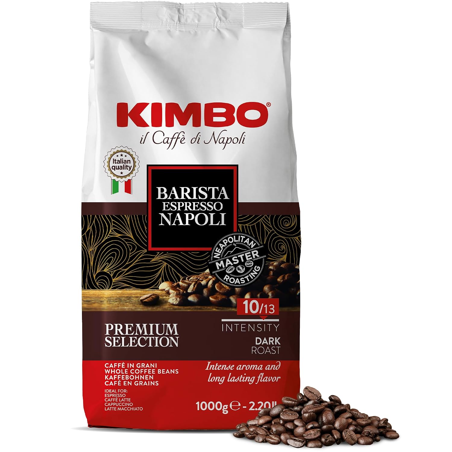 Kimbo Napoli Whole Bean Coffee, Dark Roast, 2.2lb