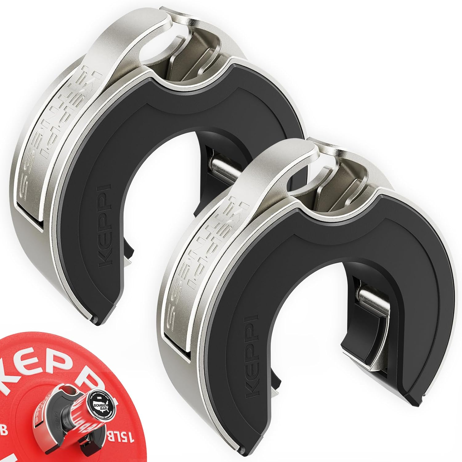 Barbell Clips, C-Shape Barbell Clamps for Weight Lifting Bar, Fast Lock/Removal Weight Clips Barbell Collars 2 Inch Olympic Gym Equipment