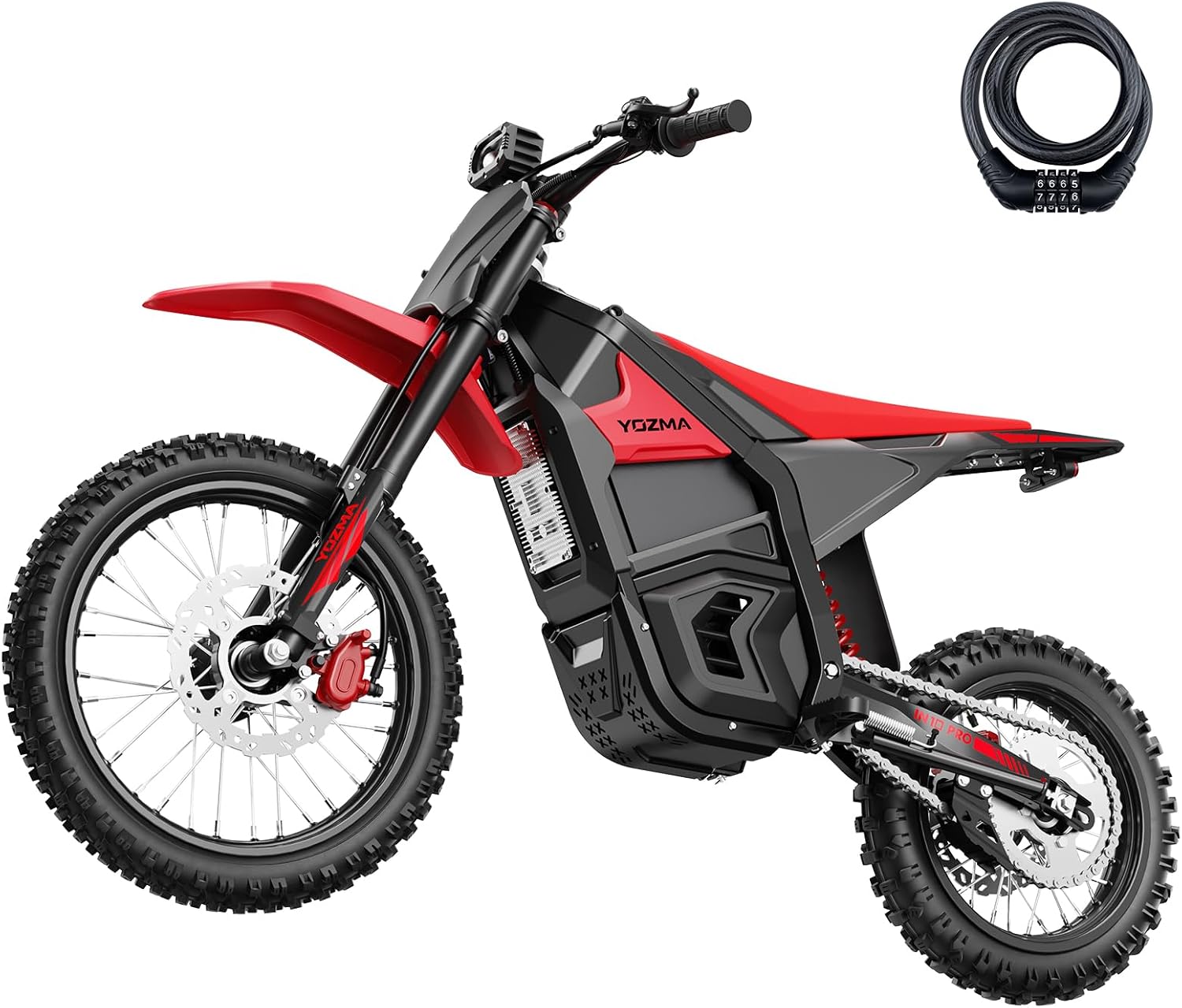 IN10 Pro Electric Dirt Bike, 5500 Peak Mid- Drive Motor, 50 Mph Max Speed Ebike, 60V 27AH Bttery with 60 Miles Max Range, 17''/14'' Off-Road Tires, Hydraulic Brakes & Dual Shock Absorption