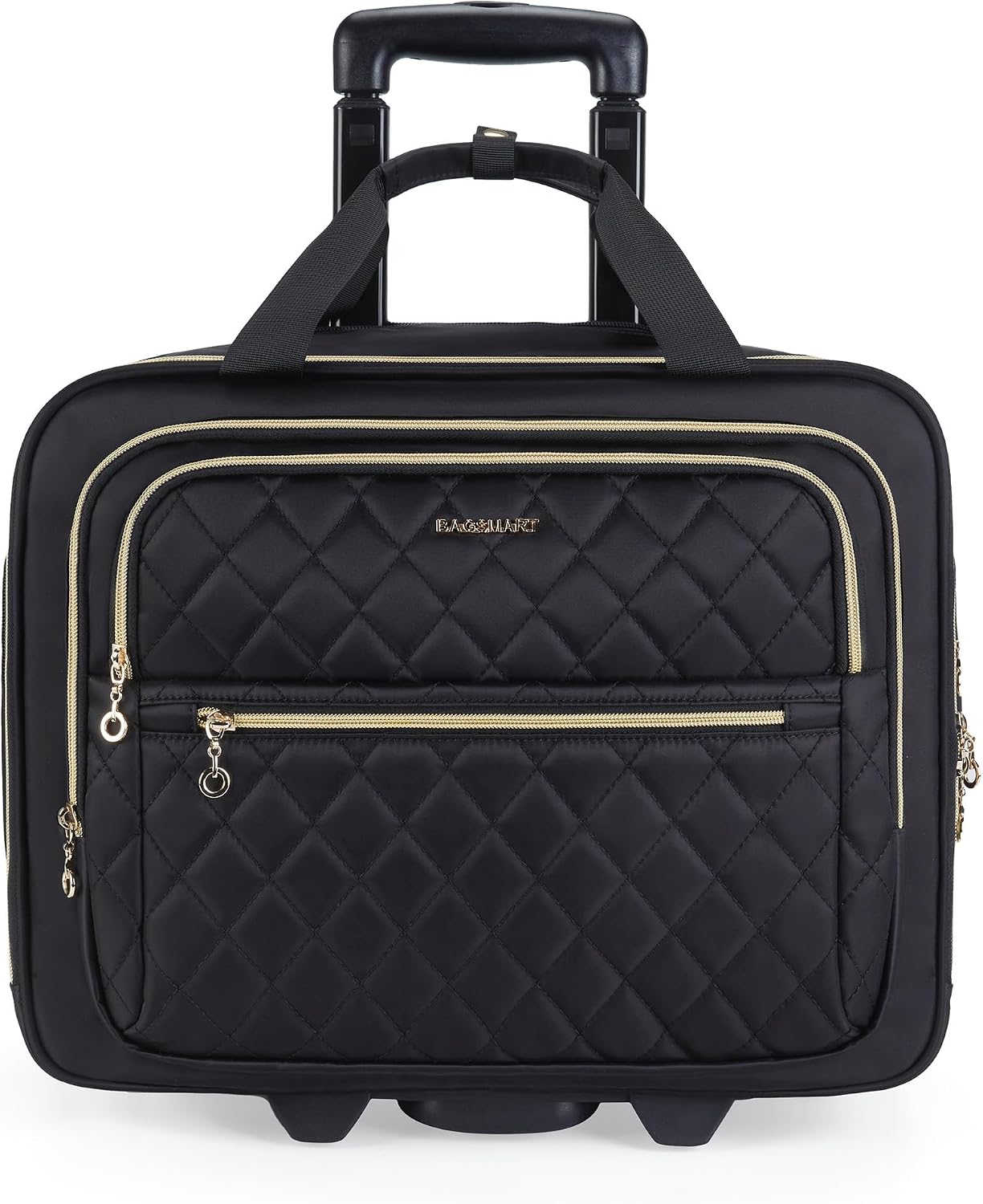 bagsmart Rollable Laptop Bag for Women Rolling Briefcase for 15.6 Inch Laptops, Underseat Carry On Luggage with Wheels, Rolling Computer Bag with TSA Lock, Black, 15.6 Inch