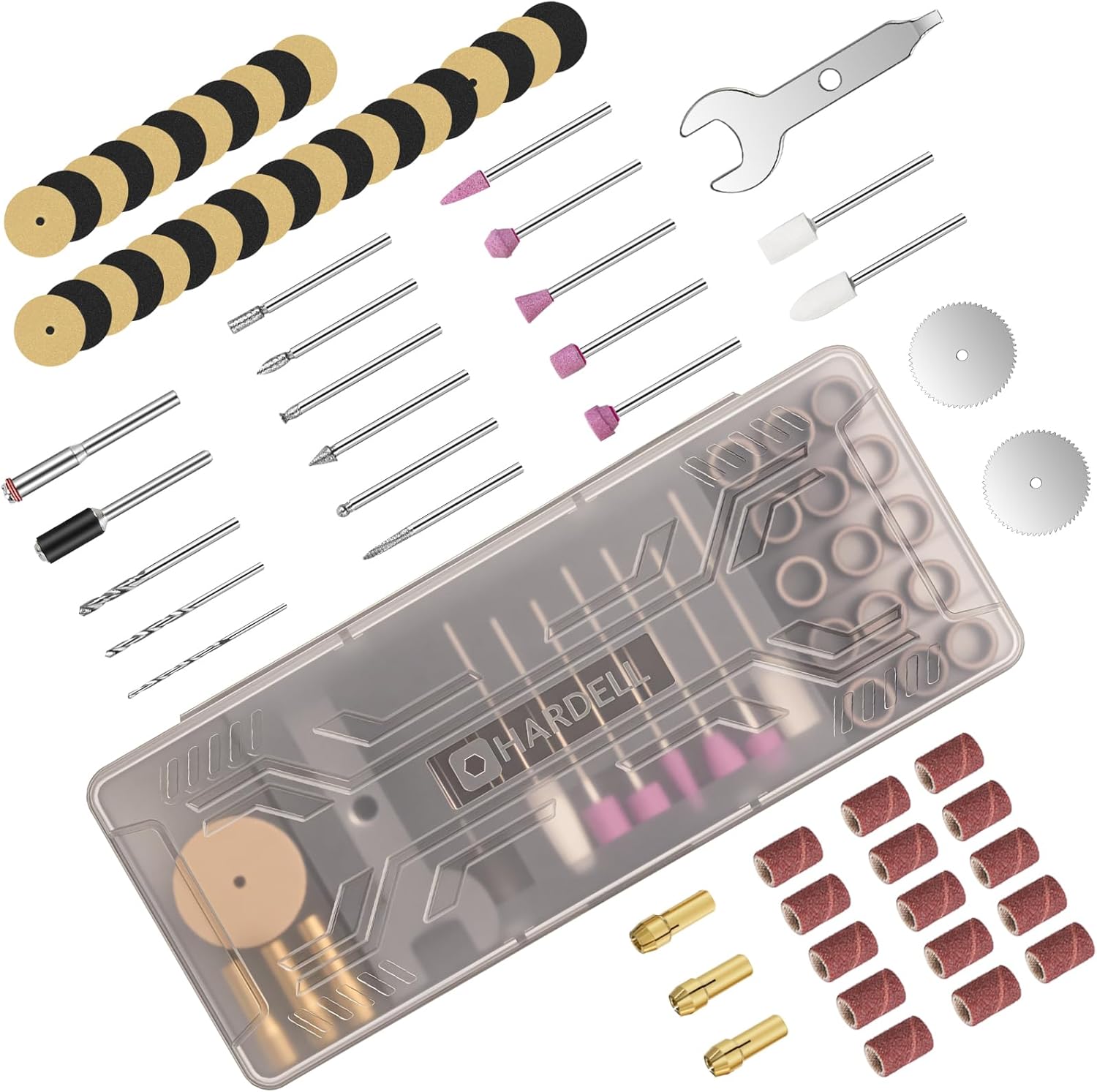 HARDELL Rotary Tool Accessories, 69PCS Rotary Tools Accessory kit with 1.0/1.6/2.3mm Shanks, Universal Rotary Tool Bits for Woodworking, Drilling, Engraving, Polishing, Carving
