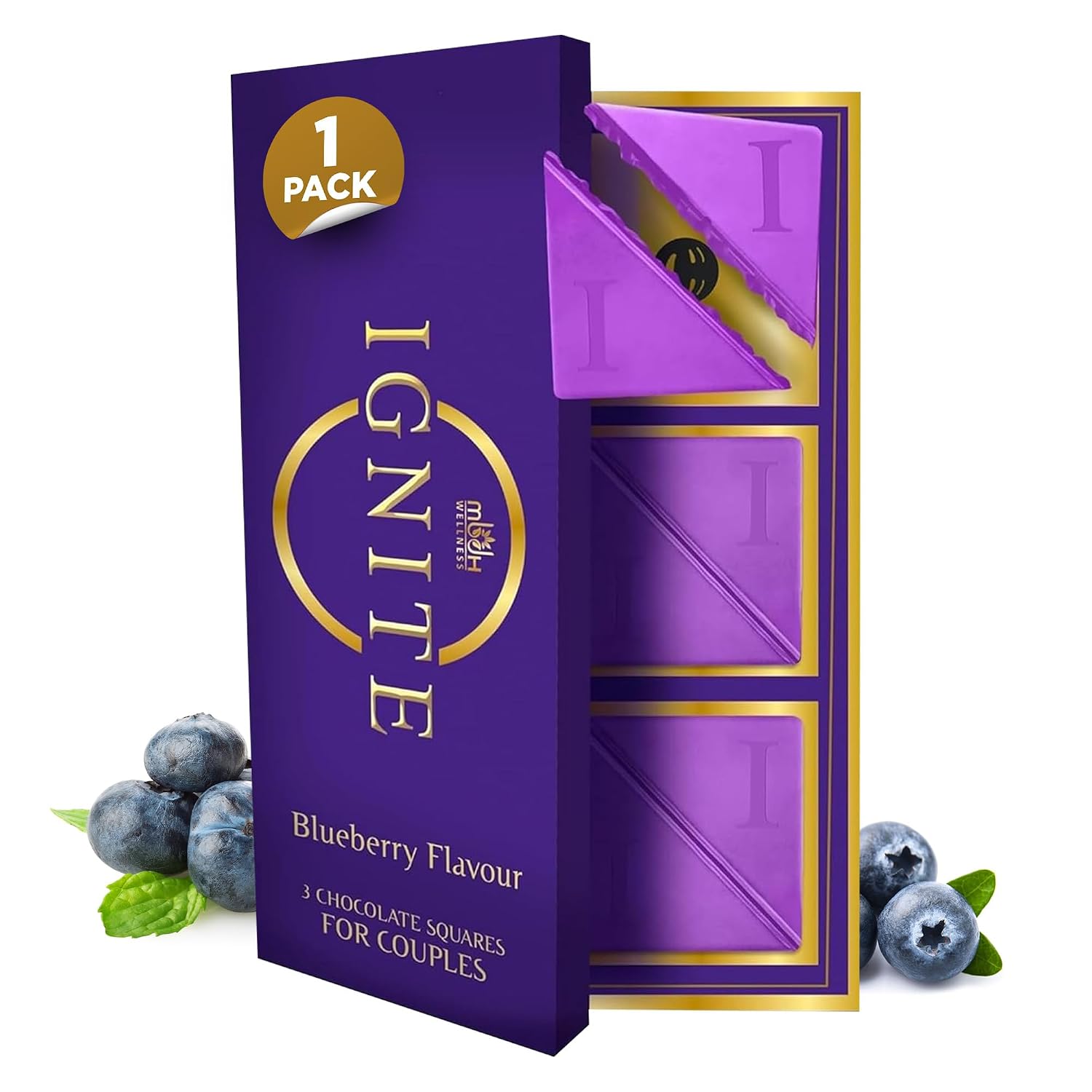 Ignite Blueberry Squares for Couples, White Chocolate, His & Hers Chocolate