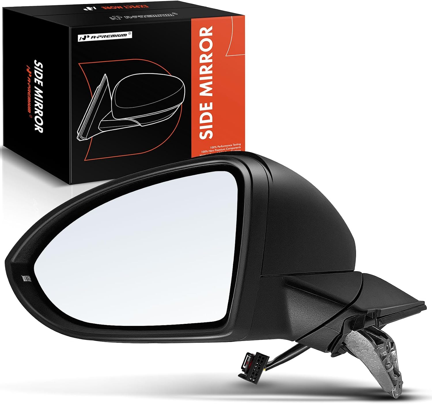 A-Premium Driver Side Power Door Mirror - Compatible with Volkswagen Golf 2015-2021, Golf Alltrack 2017-2019, Golf SportWagen, GTI - Heated Manual Folding Black Outside Rear View Mirror w/Turn Signal