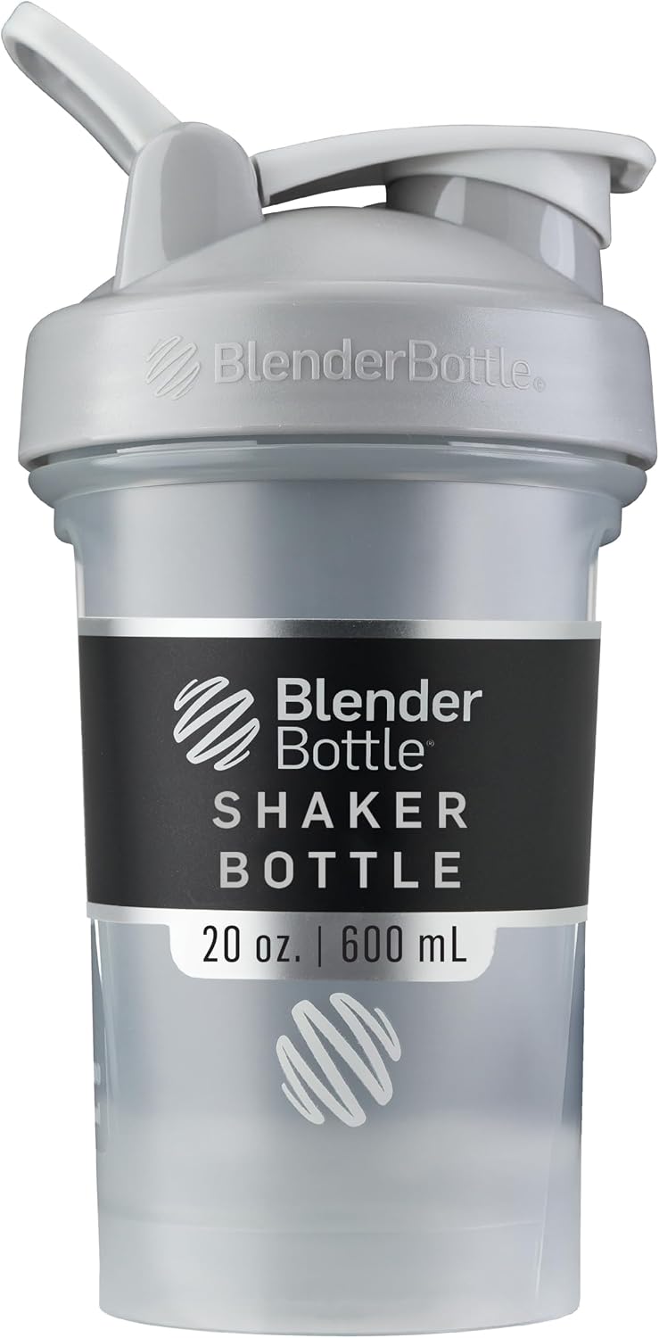 BlenderBottle Classic V2 Shaker Bottle with Stainless Steel Ball, For Protein Shakes, Dishwasher Safe, 590ml, Pebble Grey
