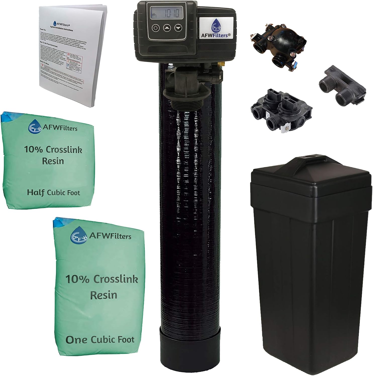 AFWFilters Fleck 5600 SXT Digital Water Softener with 10% Crosslink Resin