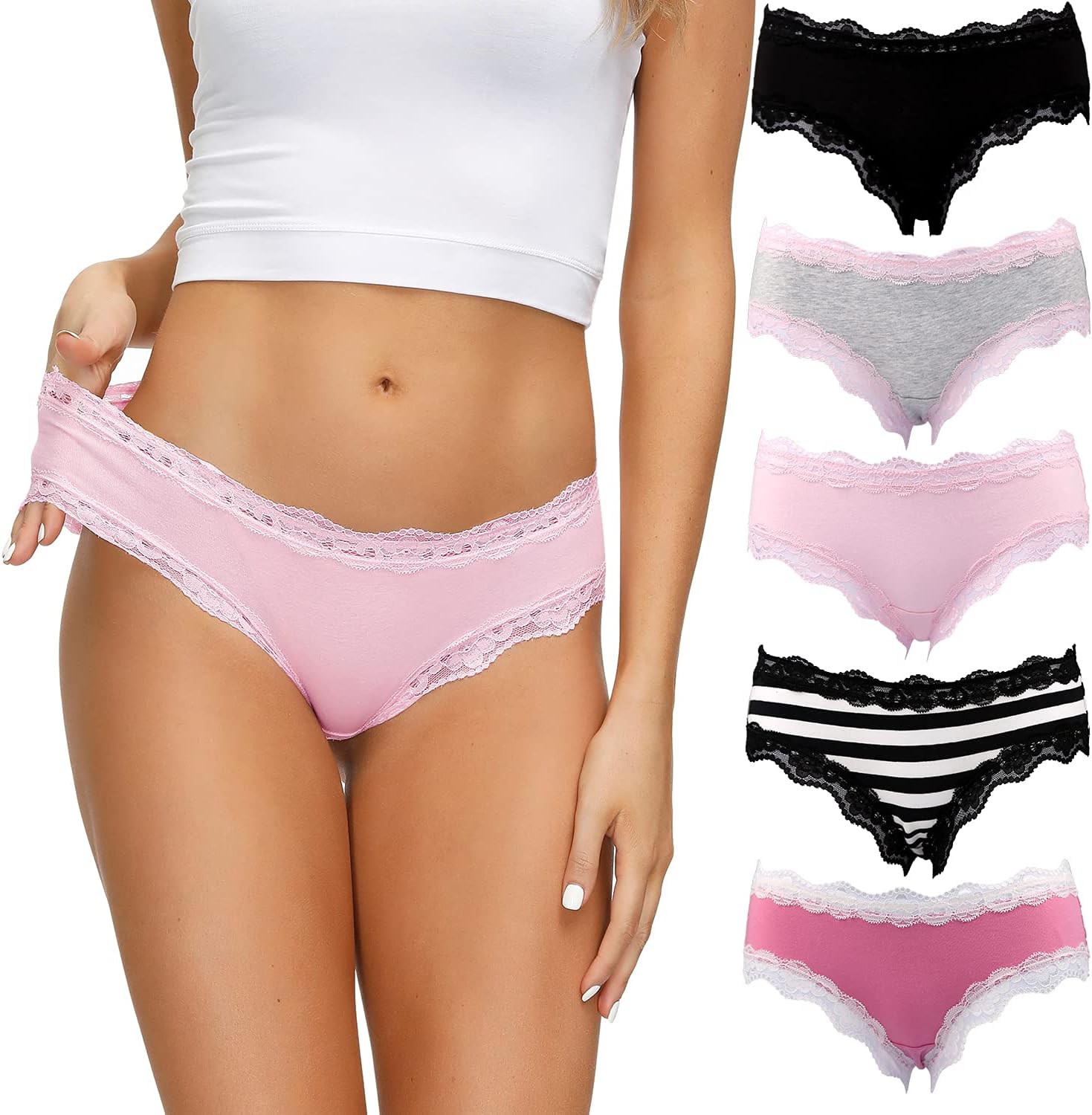 LYYTHAVON Women’s Underwear Soft Breathable Cotton Brief Ladies Panties 5-Pack