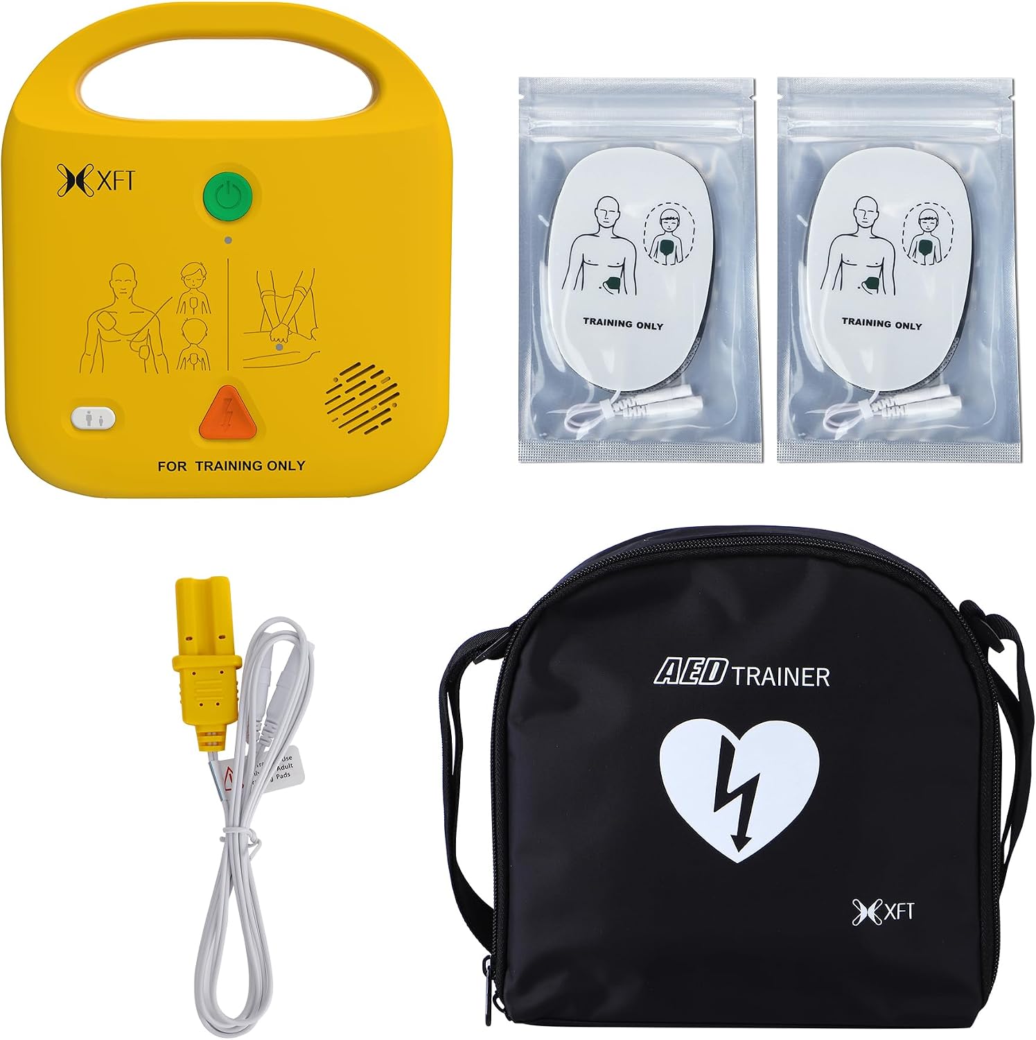 AED Trainer, AED Defibrillator Trainer Set CPR Training Device, English, Italian, French, Spanish Voice Prompts, 5 Different Scenarios, First Aid Defibrillator Trainee Beginner, XFT-120NB Training AED