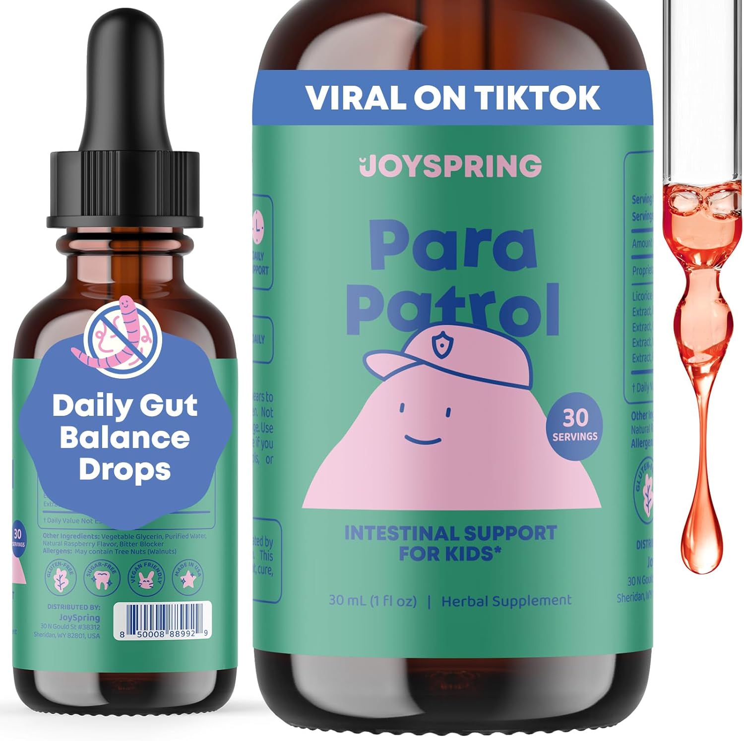 JoySpring Kids' Liquid Cleanse – Natural Liquid Detox, Alcohol-Free Supplement for Digestive Health (1 fl oz) 30 Servings