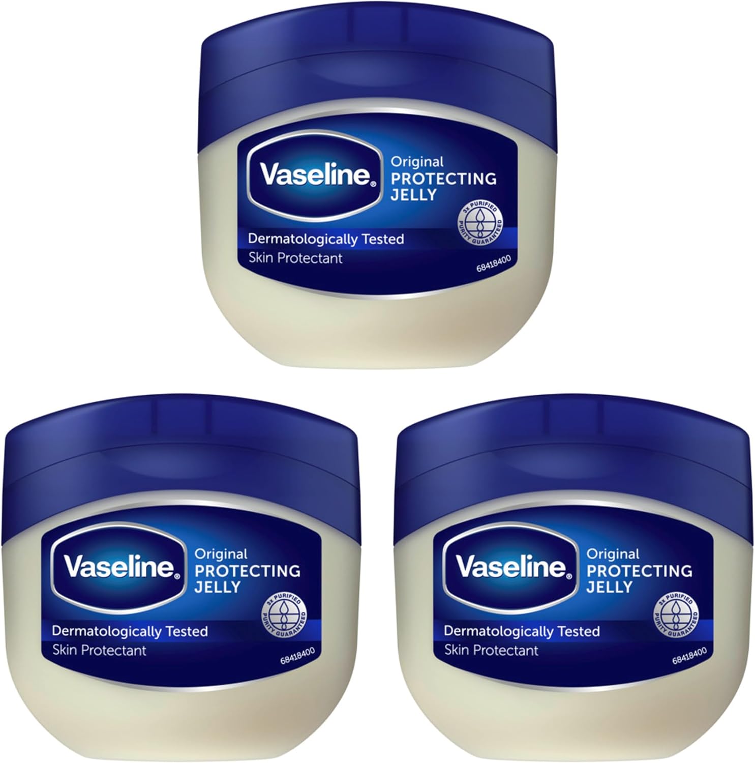 Vaseline Original moistruiser Petroleum Jelly skin care for cracked, dry skin and eczema relief 250 ml x3