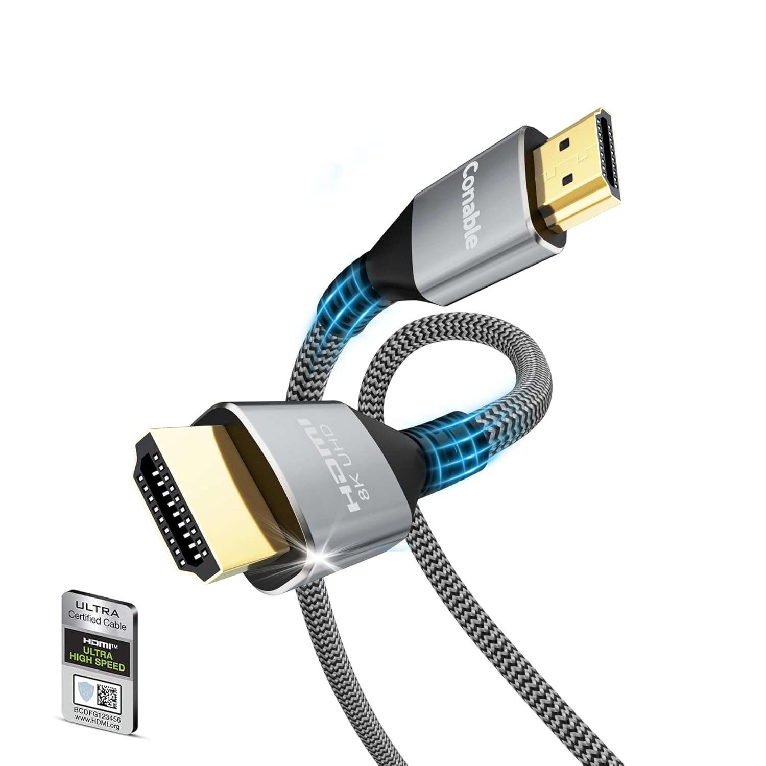 8K HDMI 2.1 Cable 6.5FT/2M, Real Certified 48Gbps Ultra High Speed HDMI® Cable, Braided Cord, Supports 10K 8K@60Hz 4K@120Hz, eARC, HDR 10, HDCP 2.2&2.3, Compatible with TV PS5 X-box Projector Monitor