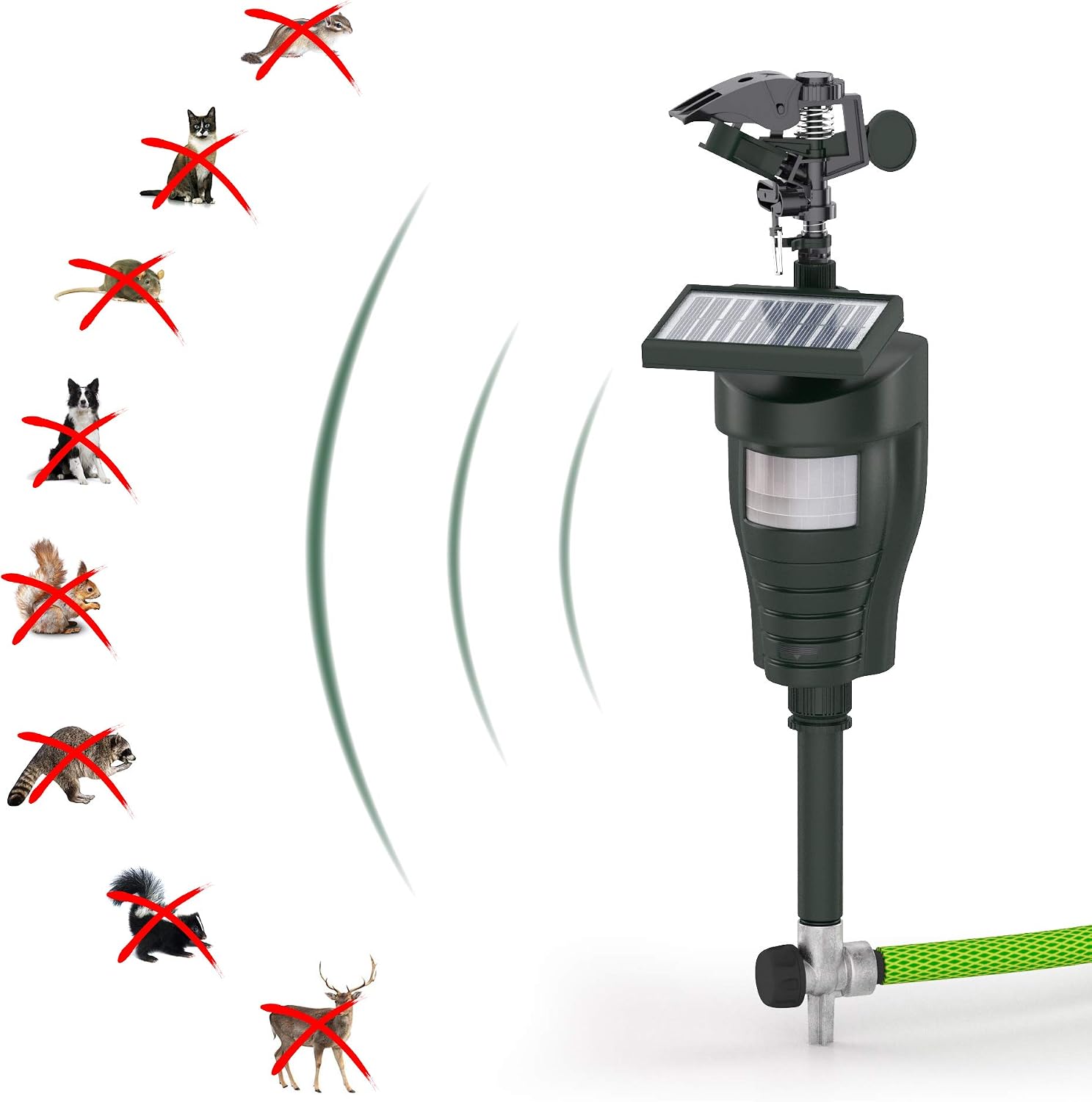 Hoont Cobra Animal Repeller | Outdoor Solar-Powered Motion-Activated Water Blaster with Powerful Jet Spray for Yard, Lawn & Garden | Scare Away Deer, Rabbits, Squirrels, Birds & Other Animals & Pests