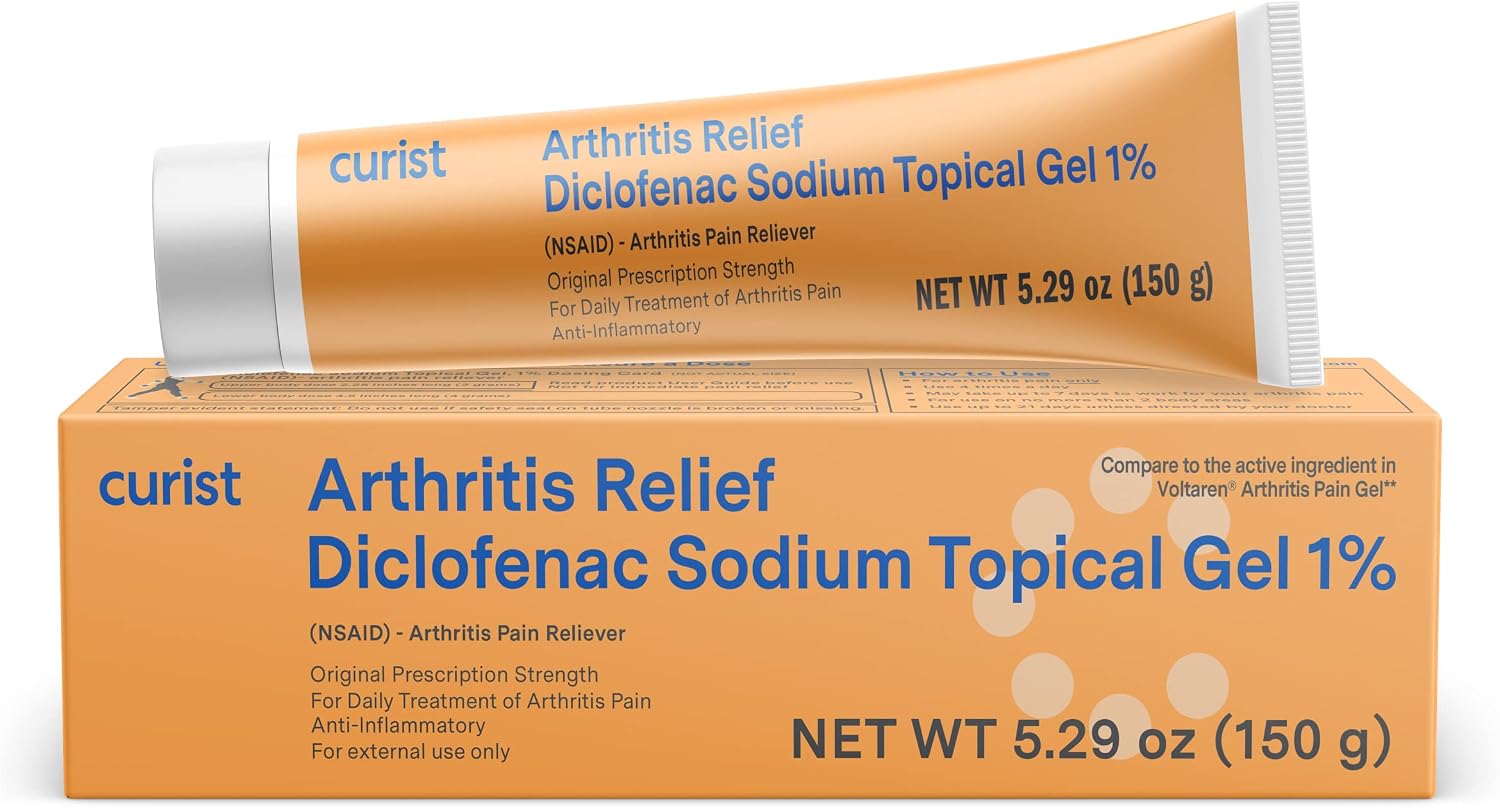 Curist Diclofenac Sodium Topical Gel 1 Percent 150g for Arthritis Pain - Joint Pain Relief for Hand/Foot Pain, Knee/Elbow Pain & Ankle Pain - 1% - 5.29oz