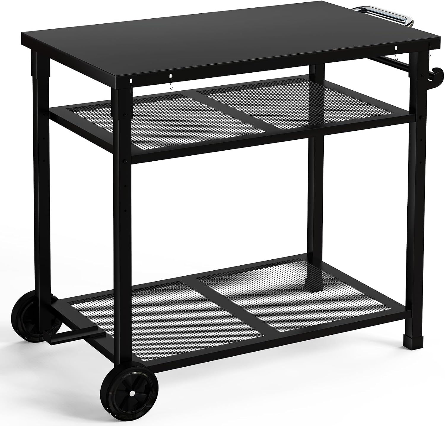 Outdoor Pizza Oven Stand Grill Cart Table Pizza Oven Trolley Stand heavyduty Table on Wheels Dining Food Prep Table BBQ Grill Stand for Kitchen Patio Backyard Garden 85x51cm
