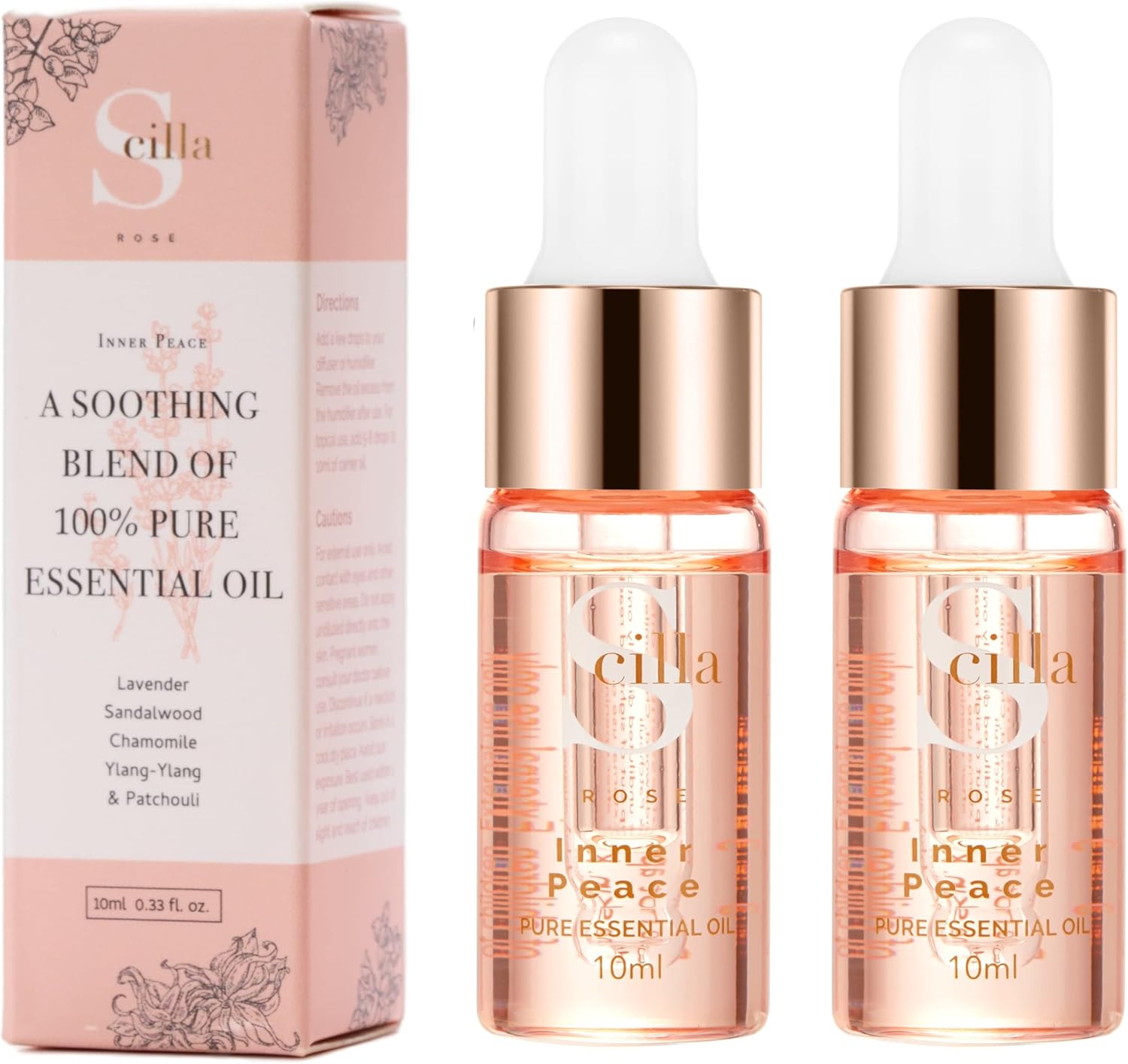 Scilla Rose Aromatherapy Anxiety Relief Lavender Essential Oil Diffuser Blend -100% Pure and Organic for Wellness & Relaxation, Good Sleep Oil with Lavender, Patchouli, Ylang-Ylang, Sandalwood Oils
