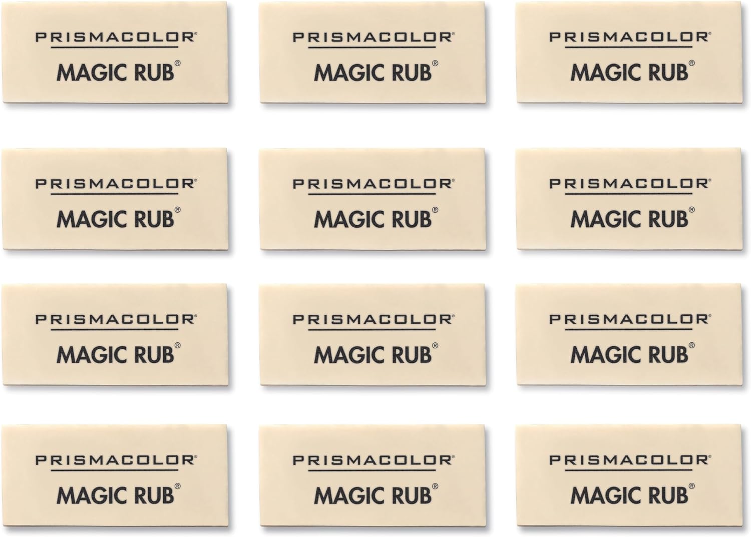 Prismacolor Premier Magic Rub Vinyl Erasers, 12 Pack