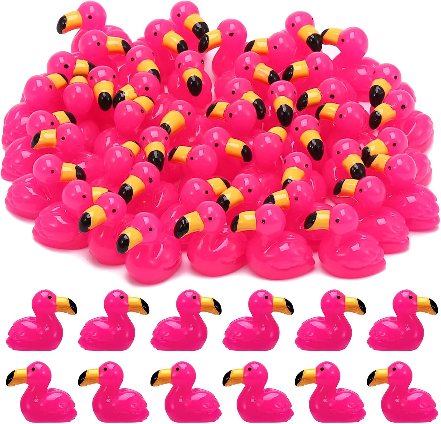 GSrenyu 50 Pcs Mini Flamingo Figurines - Resin Animals for Party Decorations, Garden Landscape, Dollhouse Decor