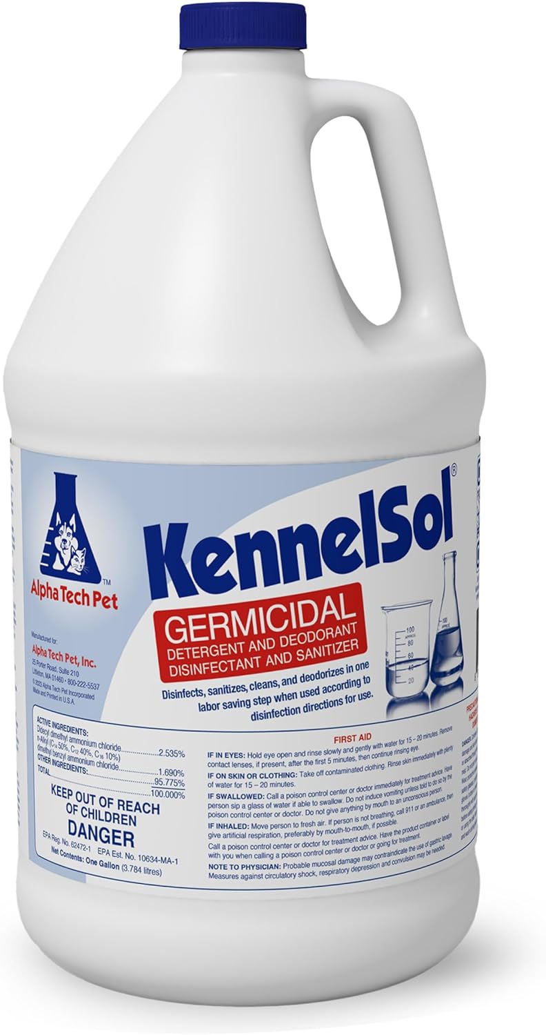 ATP KennelSol 1-Step Kennel Cleaner - EPA Registered Liquid Concentrate Disinfectant and Deodorizer, Effective Against Bacteria and Viruses - 1 Gallon by Alpha Tech Pet