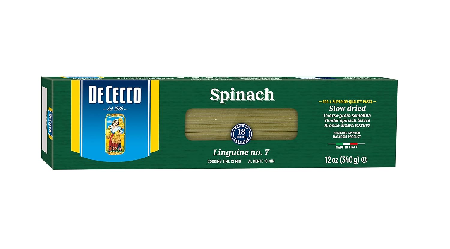 De Cecco Spinach Pasta, Linguine No.7, 12 Ounce (Pack of 12)