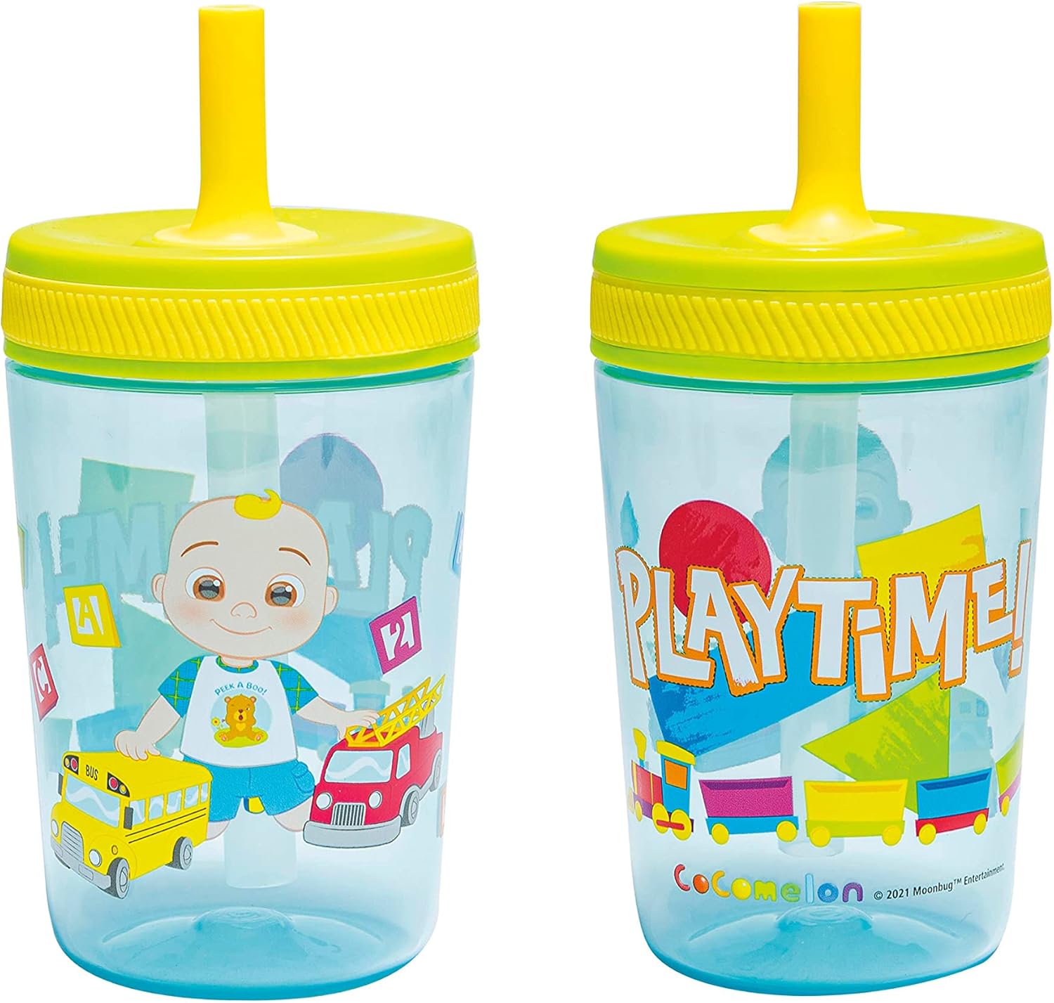 Zak Designs 15oz Cocomelon Kelso Tumbler Set, Leak-Proof Screw-On Lid with Straw Made of Durable Plastic and Silicone, Perfect Bundle for Kids, 1 Count (Pack of 1)
