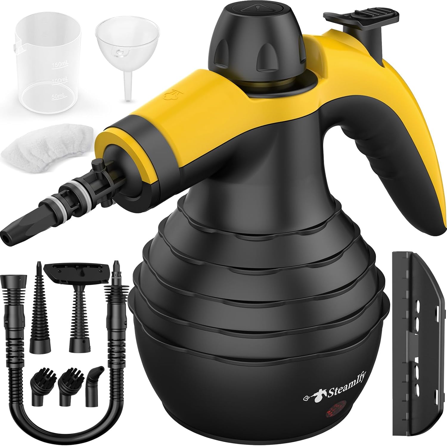 Pressurized Handheld Steam Cleaner with 10pcs Accessories & Safety Lock, Multi-Purpose & Powerful Portable Steamer for Cleaning, Home Use, Car, Bathroom, Shower, Upholstery, Grout, Window, Grease