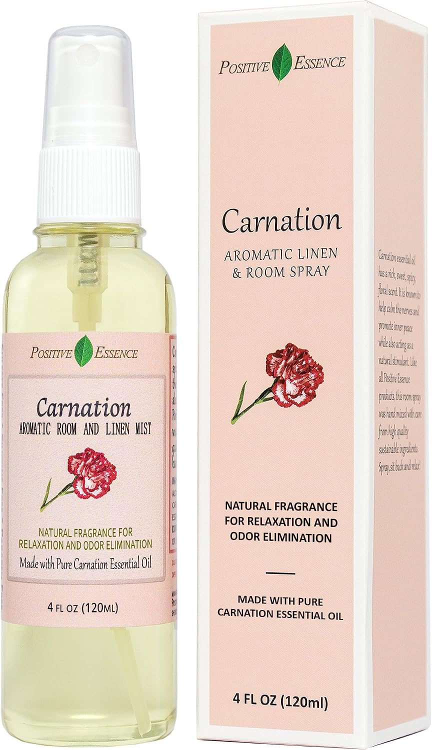 Carnation Pillow & Room Spray, Natural Bathroom Freshener Made with Premium Essential Oils, Relax Your Body & Mind, Refreshing Home Fragrance and Bathroom Mist