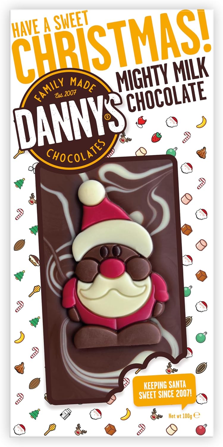 Danny's Christmas Chocolate Santa Bar - 1 x Large 100g Christmas Chocolates For Kids - Secret Santa Gifts and Stocking Fillers - Christmas Eve Box Fillers For Kids