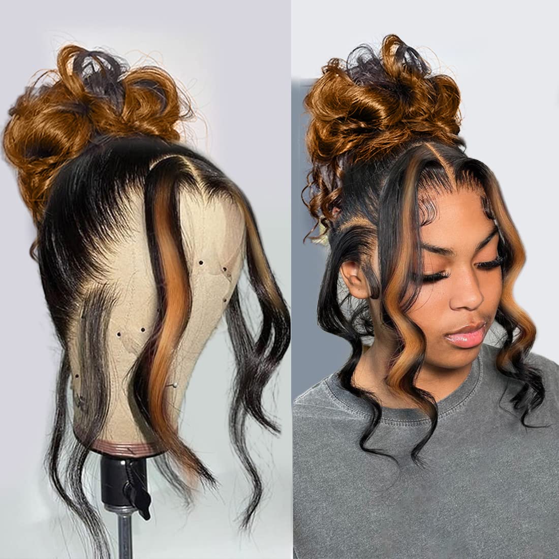 200% Density Full 360 Lace Front Wigs Human Hair For Women Ombre Lace Front Wig Human Hair Glueless Wigs Human Hair With Baby Hair Body Wave Lace Front Wigs Human Hair Ombre Human Hair Wigs(20 Inch)