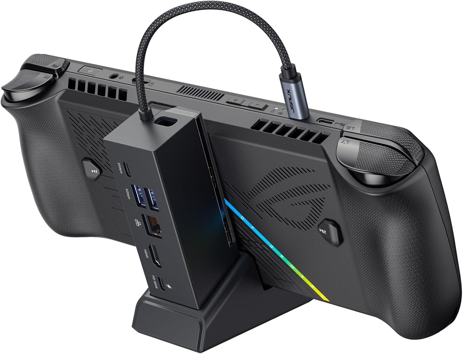 JSAUX Docking Station Compatible with ROG Ally X/ROG Ally/Steam Deck/Legion Go, 6-in-1 ROG Ally X Dock with HDMI 4K@120Hz, Gigabit Ethernet, Dual USB & USB C 3.2 Gen 1, 100W PD Charging -HB0609 Black