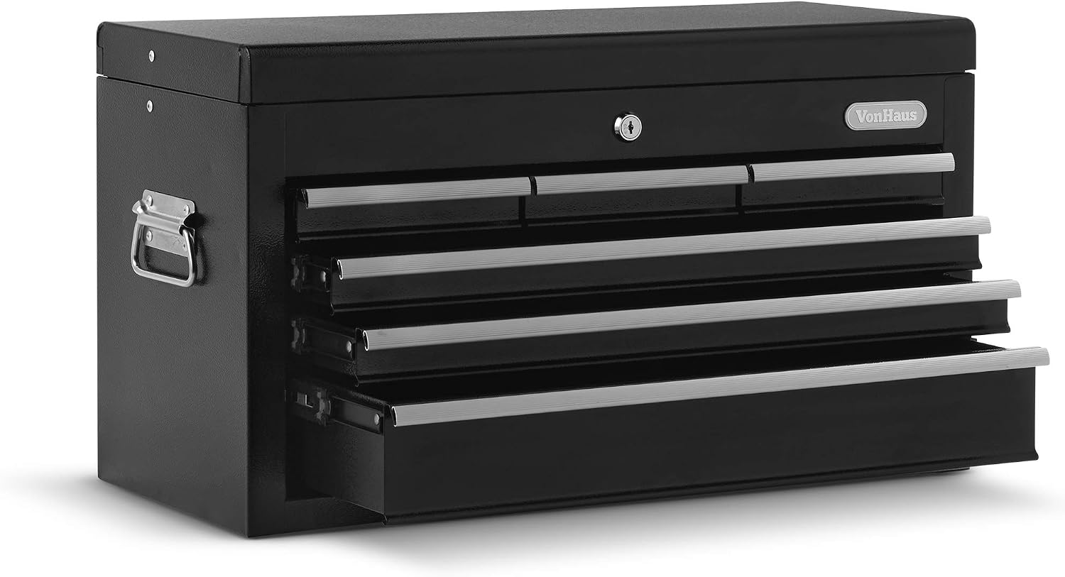 VonHaus Tool Chest - Portable Cabinet with Carry Handle & Drawers - Metal Mechanic Hand Tool Box with Drawers, Heavy Duty, Contains Secure Lock & Key for Safe Storage
