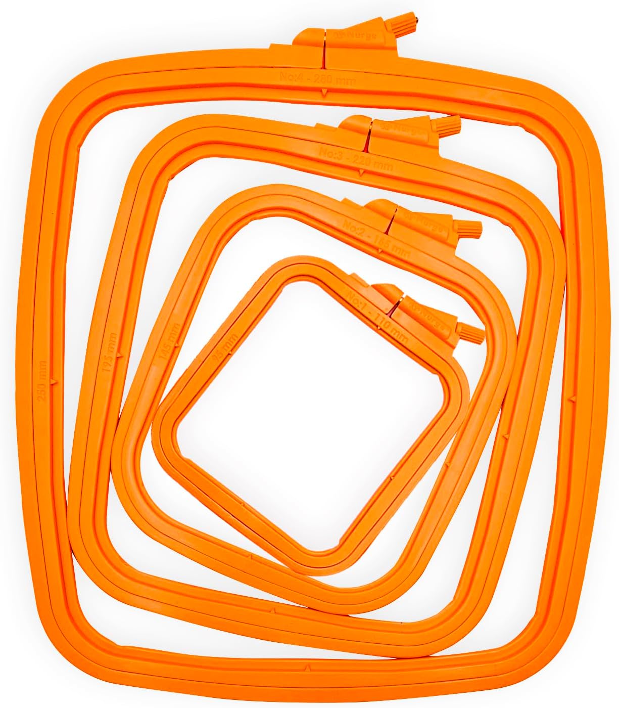 Nurge Orange Plastic Square Embroidery Hoop, Cross Stitch Hoops, Punch Needle Hoop (Set of 4 pcs)