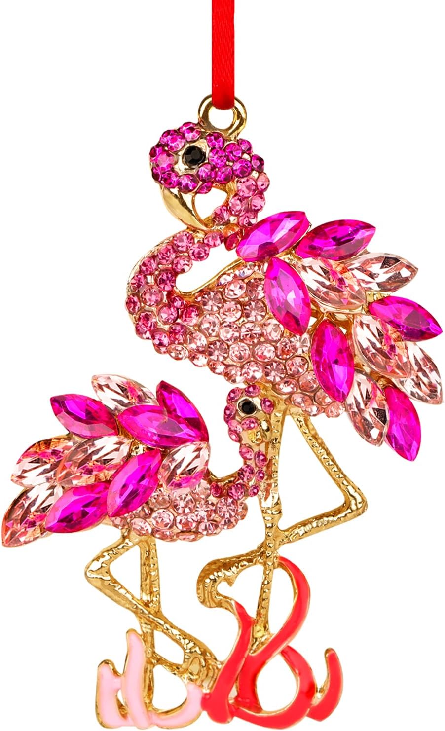 D24TIME Flamingo Christmas Ornament Pink Metal Flamingo Pendants Tree Decorations Decorative Hanging Ornaments Flamingo Keepsake Gifts for Women Flamingo Lovers Sisters Girls Holiday Decor Xmas Party