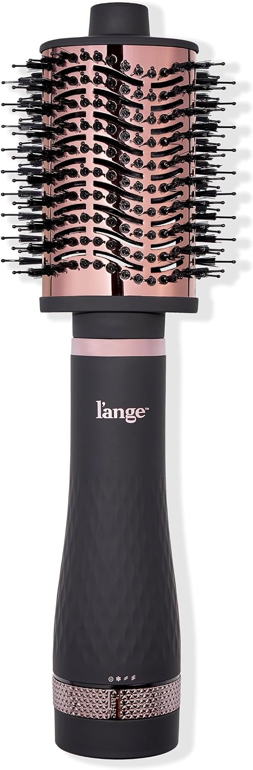 L'ANGE HAIR Multi-Volume Series Blow Dryer Brush | Interchangeable Hair Dryer Brush with Ionic Titanium Barrel for Smooth, Voluminous Styling | Black - Oval 75mm