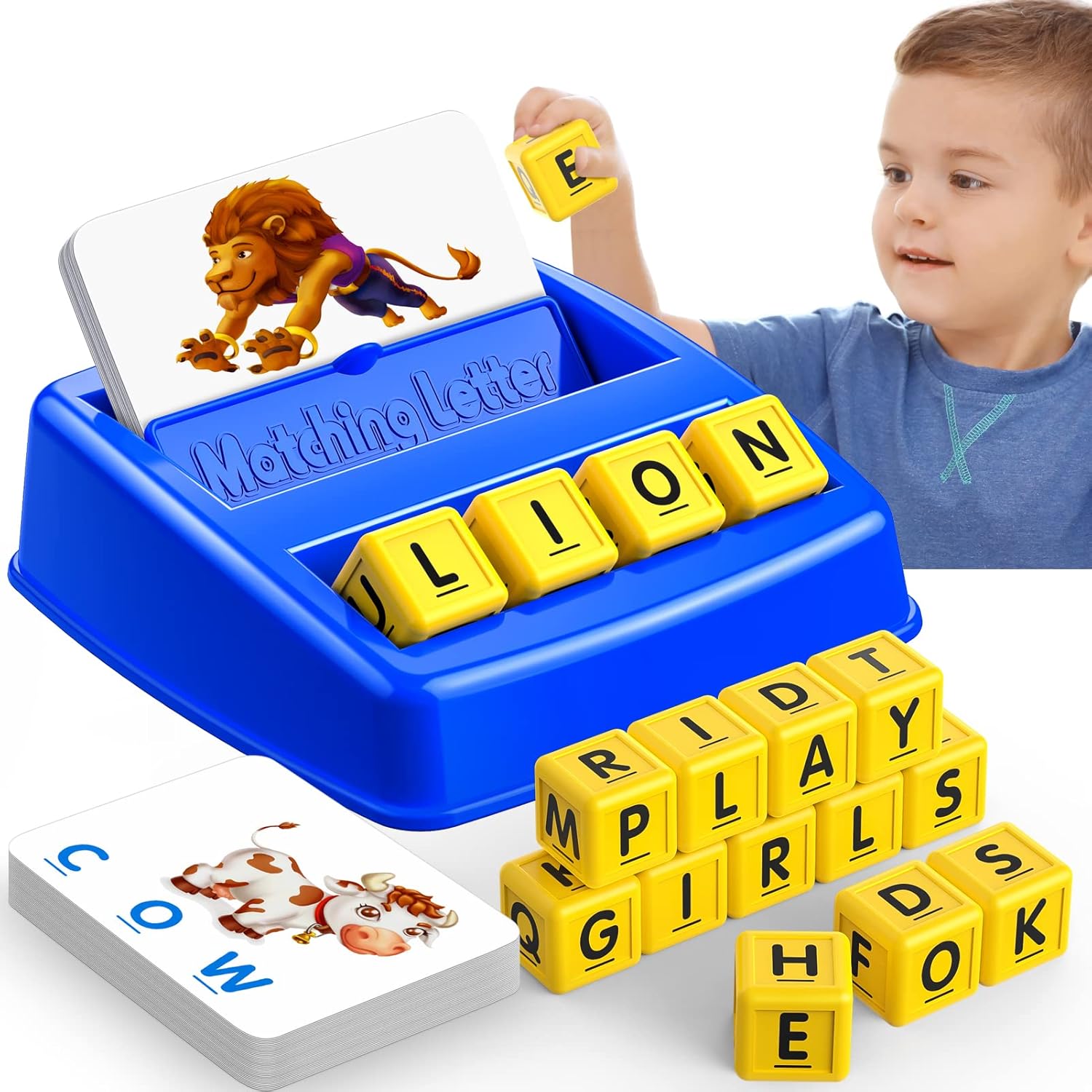 LIWIN LET'S GO! Learning Games for Kids Ages 3-8, Matching Letter Game for Kids Toys Ages 3-8 Educational Toys for 3-8 Year Olds Boys Girls Birthday Party Gifts for 3-8 Year Olds Boys Girls Blue