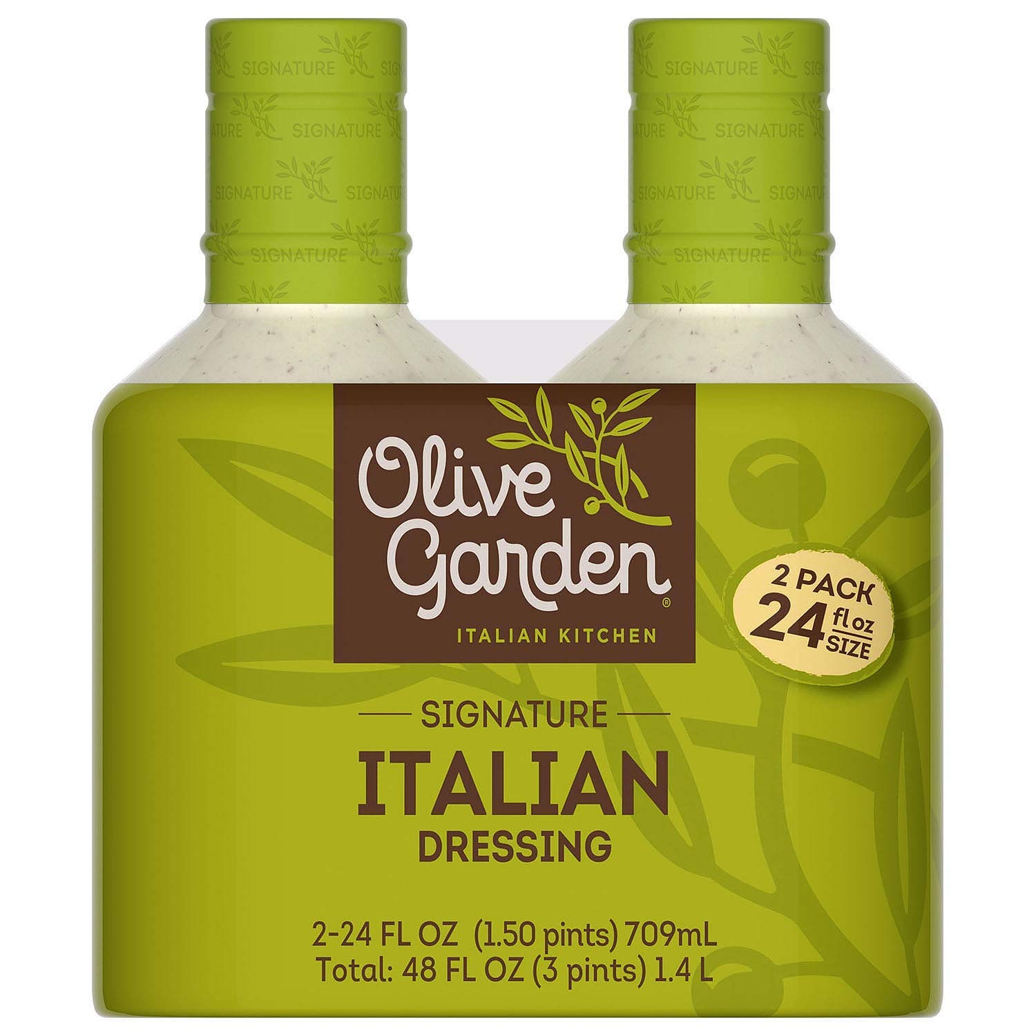 Olive Garden Signature Italian Dressing - Family Size 2 Pack (24 oz Ea) - SET OF 4
